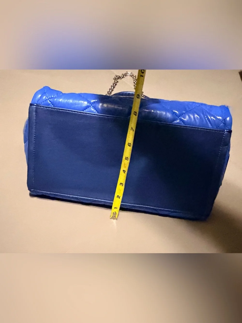 Steve Madden Quilted Royal Blue Tote with Chain Handles
